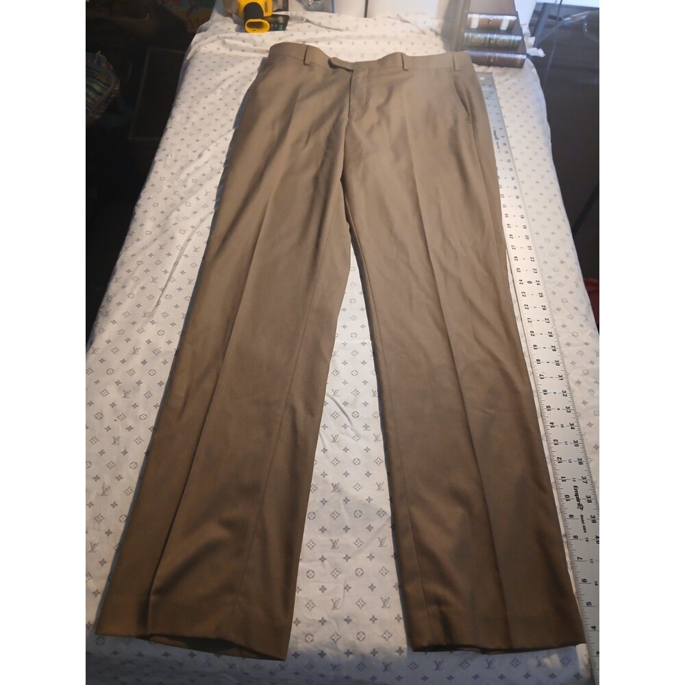 ROUNDTREE & YORKE Travel Smart Brown poly blend Flat Front Dress Pants 36x34